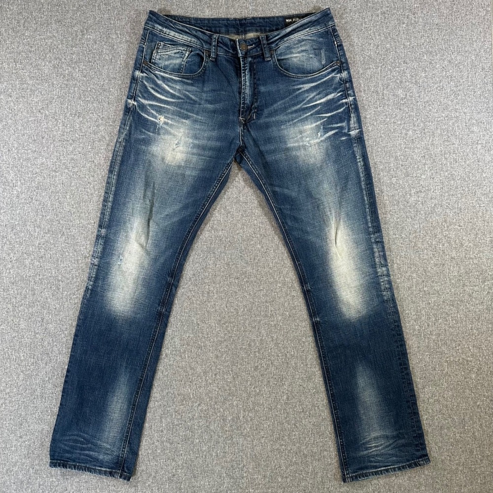 Buffalo David Bitton Ash-x Skinny Stretch Jeans Mens 34x32 Blue Faded Denim